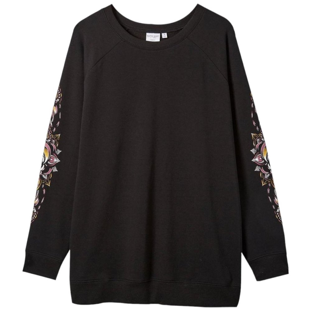 724. LARGE Oversized - TORRID Butterfly Super Soft Fleece Black Sweatshirt NEW - Picture 6 of 6